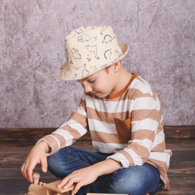 Chlapčenský papierový klobúk s potlačou dinosaurus - originál