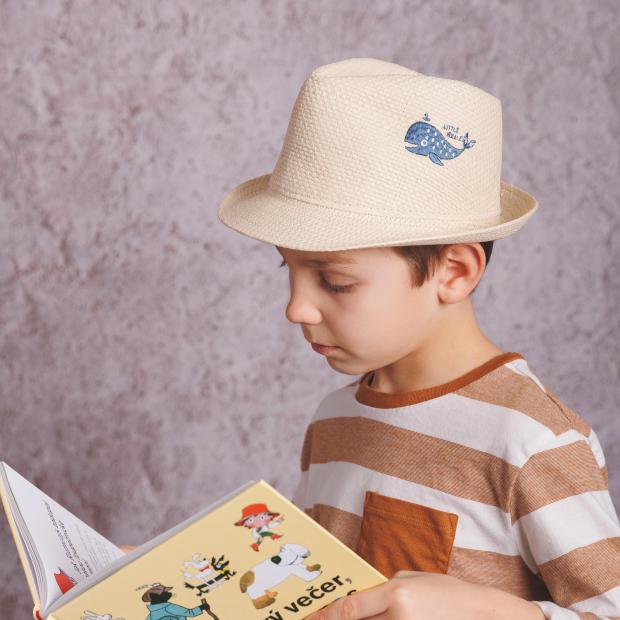Chlapčenský papierový klobúk s výšivkou delfín - originál