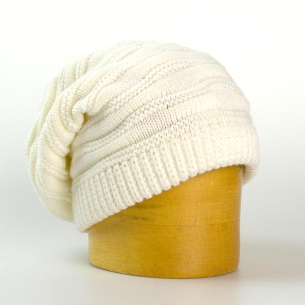 Dámska dlhá pletená čiapka - smotana