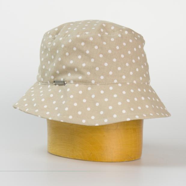 Dámsky bavlnený klobúk potlačou bodkami