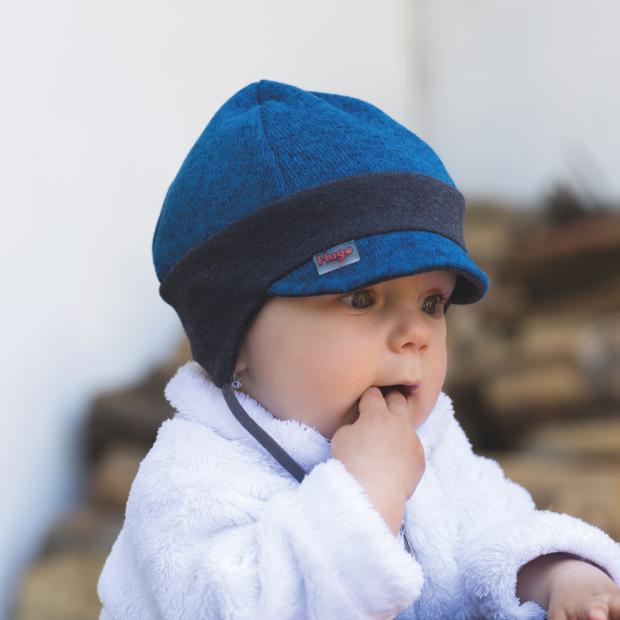 Detská čiapka kombinovaná na uši a zaviazky