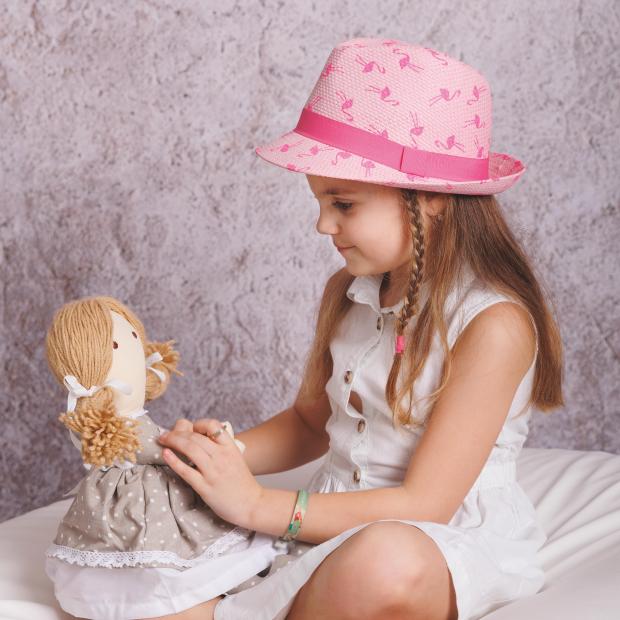 Dievčenské papierový klobúk potlač plameniaky ružová