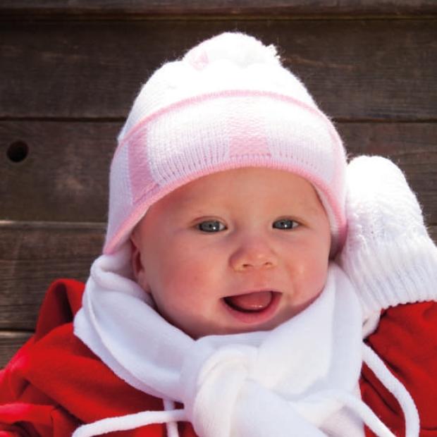 Dojčenský pletený set-čiapka+rukavice+šál