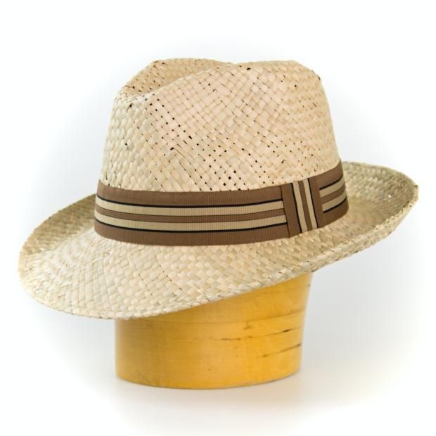Pánsky slamený klobúk so zdvihnutou krempou